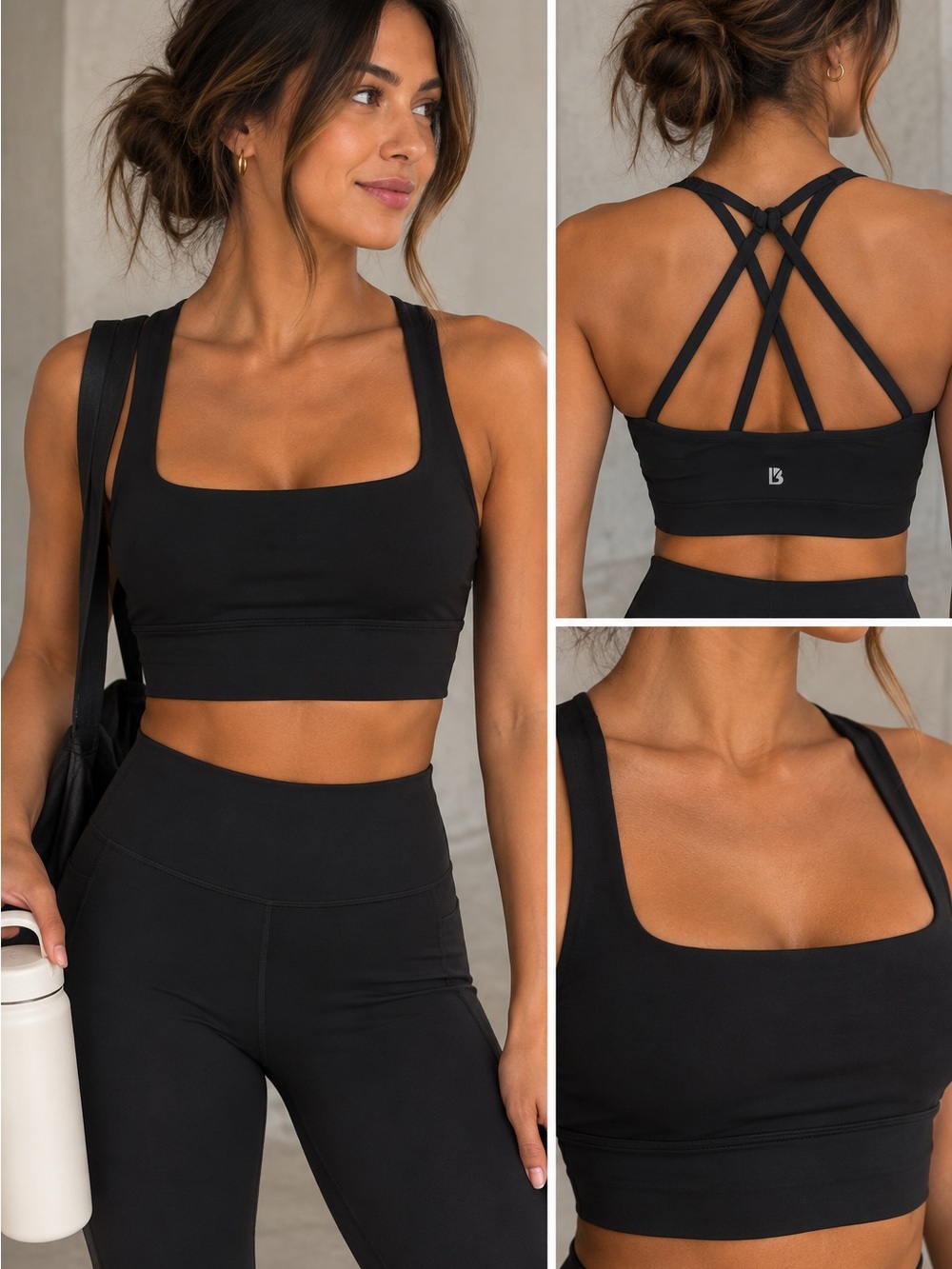 BuffBunny Black Crisscross Strappy Sports Bra